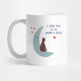 Cute romantic illustration with cat, hearts and declaration of love Mug